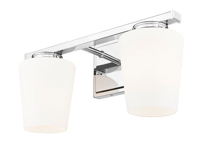 Z-Lite Nextra 16" 2-Light Chrome Steel Frame White Opal Glass Shade Vanity Light