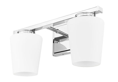 Z-Lite Nextra 16" 2-Light Chrome Steel Frame White Opal Glass Shade Vanity Light