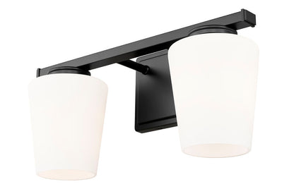 Z-Lite Nextra 16" 2-Light Matte Black Steel Frame White Opal Glass Shade Vanity Light