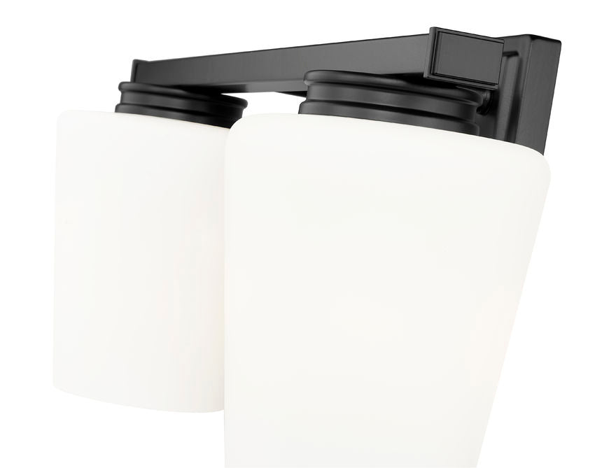 Z-Lite Nextra 16" 2-Light Matte Black Steel Frame White Opal Glass Shade Vanity Light