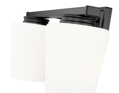 Z-Lite Nextra 16" 2-Light Matte Black Steel Frame White Opal Glass Shade Vanity Light