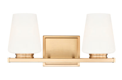 Z-Lite Nextra 16" 2-Light Modern Gold Steel Frame White Opal Glass Shade Vanity Light