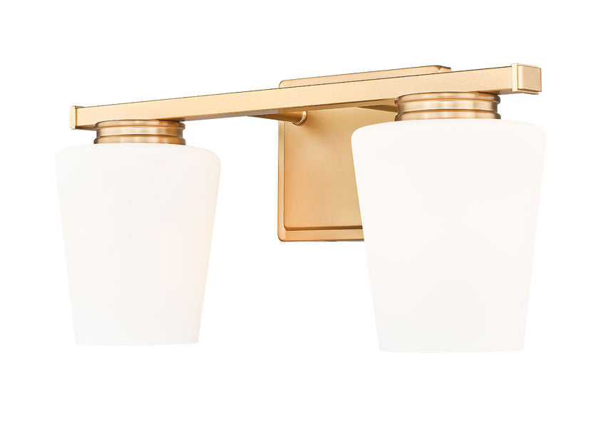 Z-Lite Nextra 16" 2-Light Modern Gold Steel Frame White Opal Glass Shade Vanity Light