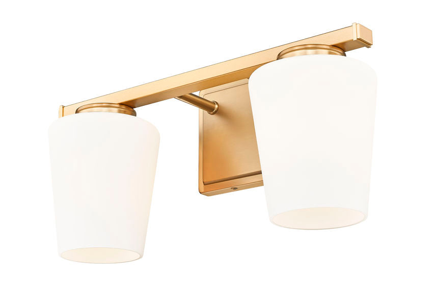 Z-Lite Nextra 16" 2-Light Modern Gold Steel Frame White Opal Glass Shade Vanity Light
