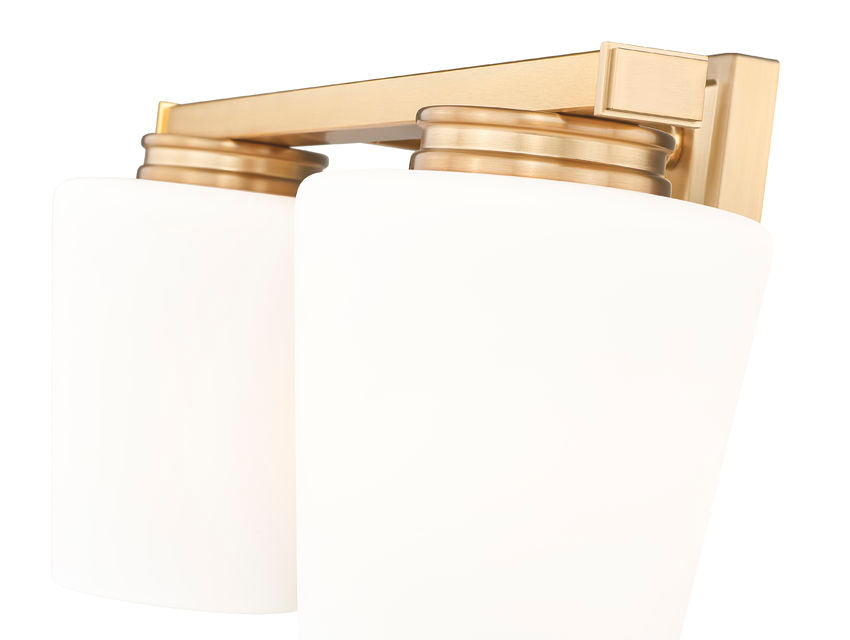 Z-Lite Nextra 16" 2-Light Modern Gold Steel Frame White Opal Glass Shade Vanity Light