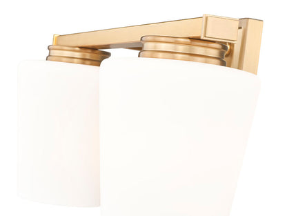 Z-Lite Nextra 16" 2-Light Modern Gold Steel Frame White Opal Glass Shade Vanity Light
