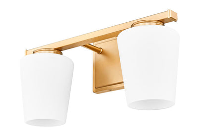 Z-Lite Nextra 16" 2-Light Modern Gold Steel Frame White Opal Glass Shade Vanity Light