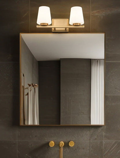 Z-Lite Nextra 16" 2-Light Modern Gold Steel Frame White Opal Glass Shade Vanity Light