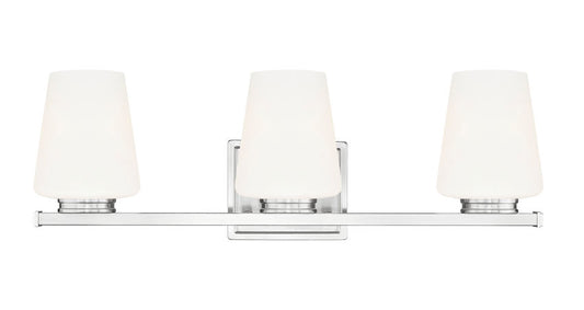 Z-Lite Nextra 24" 3-Light Brushed Nickel Steel Frame White Opal Glass Shade Vanity Light