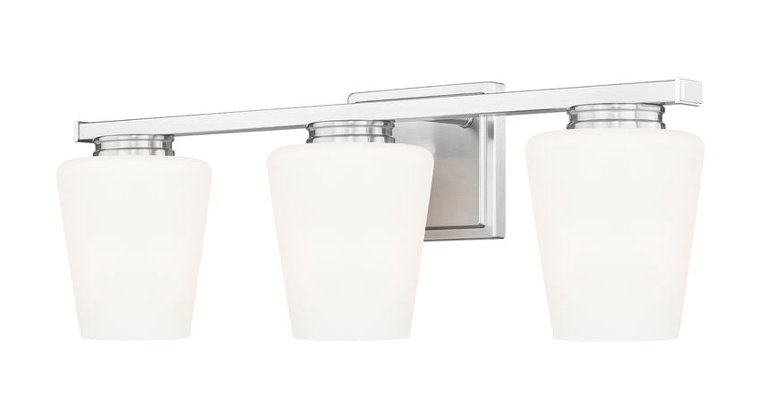 Z-Lite Nextra 24" 3-Light Brushed Nickel Steel Frame White Opal Glass Shade Vanity Light