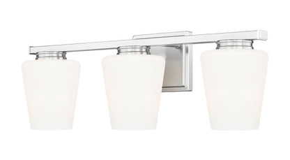 Z-Lite Nextra 24" 3-Light Brushed Nickel Steel Frame White Opal Glass Shade Vanity Light