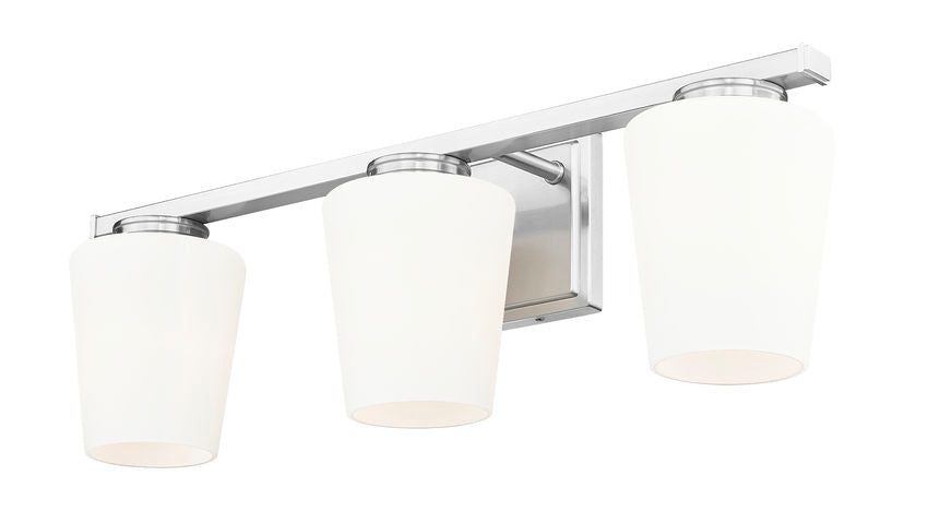 Z-Lite Nextra 24" 3-Light Brushed Nickel Steel Frame White Opal Glass Shade Vanity Light