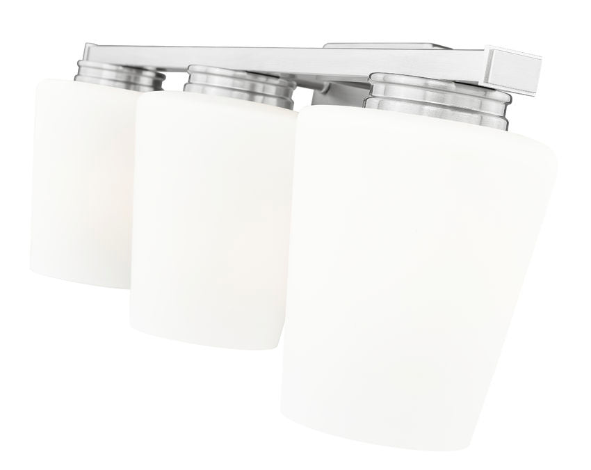 Z-Lite Nextra 24" 3-Light Brushed Nickel Steel Frame White Opal Glass Shade Vanity Light