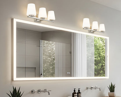 Z-Lite Nextra 24" 3-Light Brushed Nickel Steel Frame White Opal Glass Shade Vanity Light