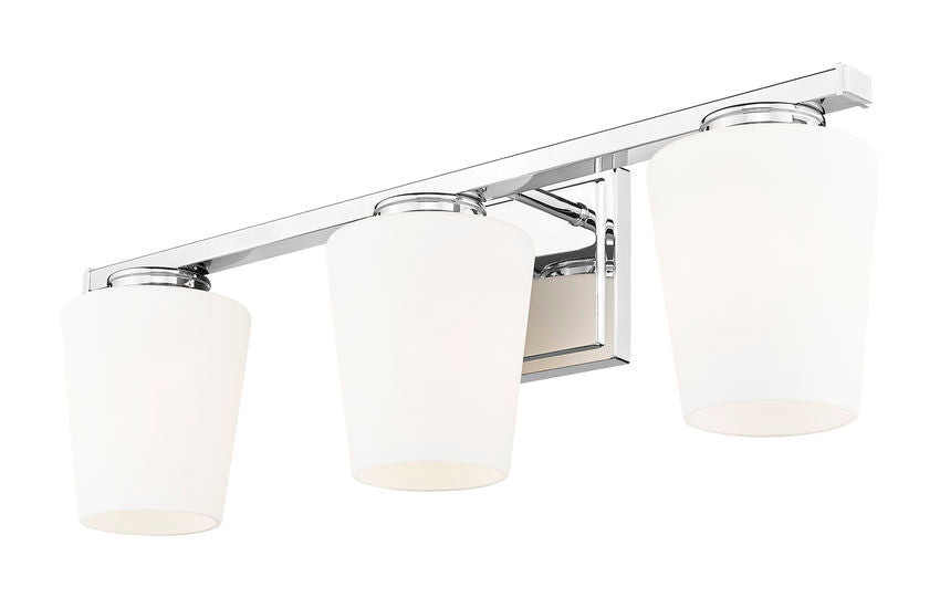 Z-Lite Nextra 24" 3-Light Chrome Steel Frame White Opal Glass Shade Vanity Light