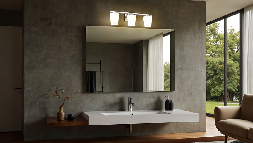 Z-Lite Nextra 24" 3-Light Chrome Steel Frame White Opal Glass Shade Vanity Light