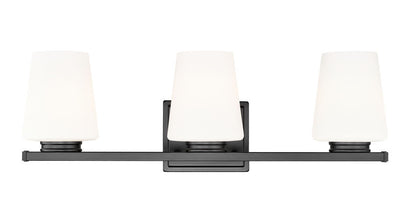 Z-Lite Nextra 24" 3-Light Matte Black Steel Frame White Opal Glass Shade Vanity Light