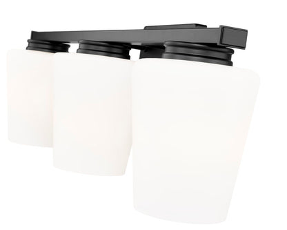 Z-Lite Nextra 24" 3-Light Matte Black Steel Frame White Opal Glass Shade Vanity Light