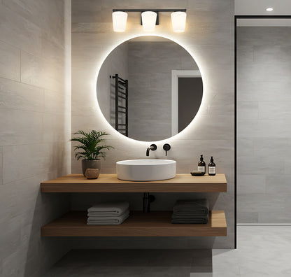 Z-Lite Nextra 24" 3-Light Matte Black Steel Frame White Opal Glass Shade Vanity Light