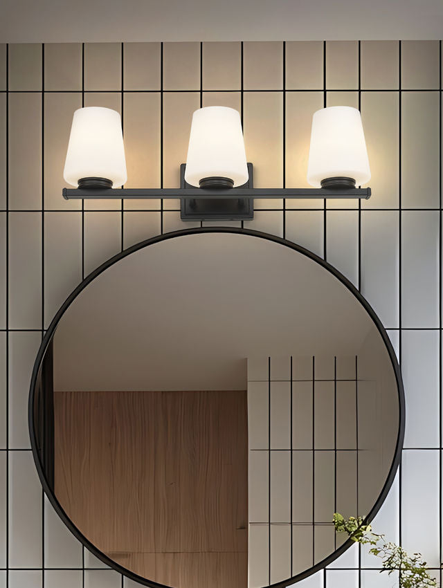 Z-Lite Nextra 24" 3-Light Matte Black Steel Frame White Opal Glass Shade Vanity Light