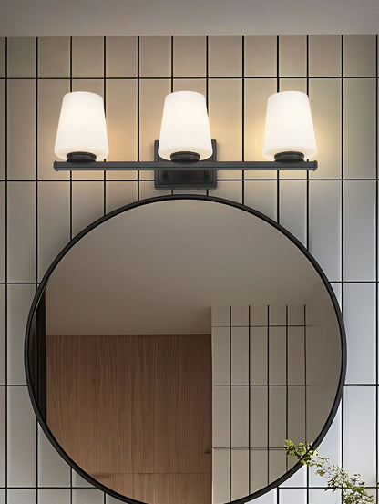 Z-Lite Nextra 24" 3-Light Matte Black Steel Frame White Opal Glass Shade Vanity Light