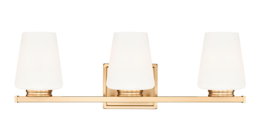 Z-Lite Nextra 24" 3-Light Modern Gold Steel Frame White Opal Glass Shade Vanity Light