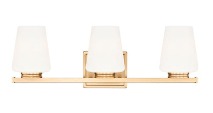Z-Lite Nextra 24" 3-Light Modern Gold Steel Frame White Opal Glass Shade Vanity Light