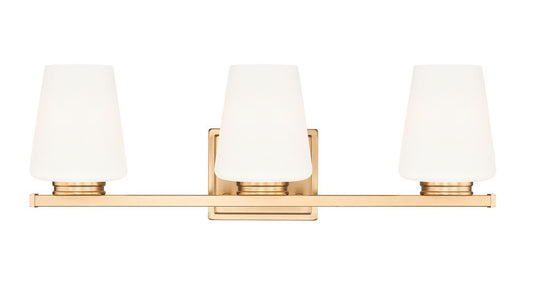 Z-Lite Nextra 24" 3-Light Modern Gold Steel Frame White Opal Glass Shade Vanity Light