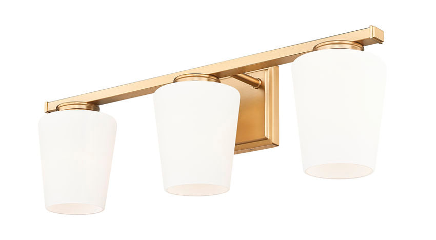 Z-Lite Nextra 24" 3-Light Modern Gold Steel Frame White Opal Glass Shade Vanity Light