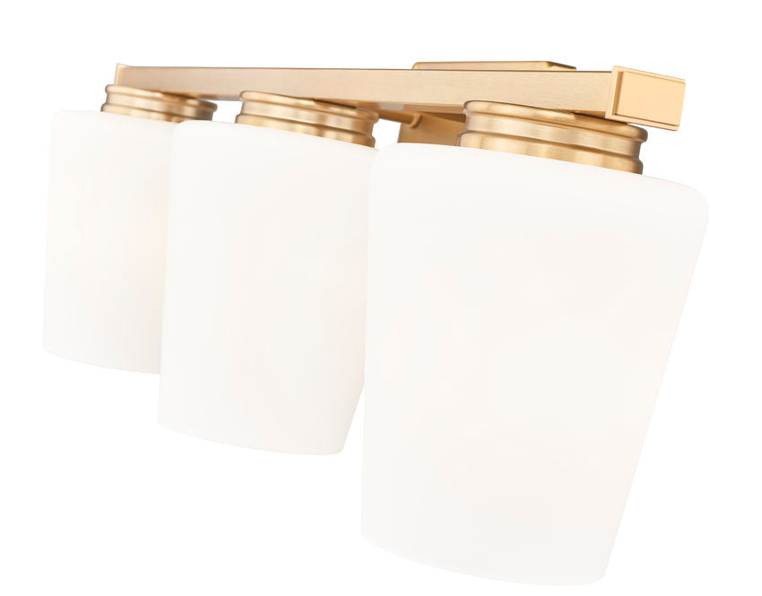 Z-Lite Nextra 24" 3-Light Modern Gold Steel Frame White Opal Glass Shade Vanity Light