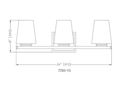 Z-Lite Nextra 24" 3-Light Modern Gold Steel Frame White Opal Glass Shade Vanity Light