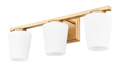 Z-Lite Nextra 24" 3-Light Modern Gold Steel Frame White Opal Glass Shade Vanity Light