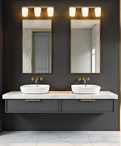 Z-Lite Nextra 24" 3-Light Modern Gold Steel Frame White Opal Glass Shade Vanity Light