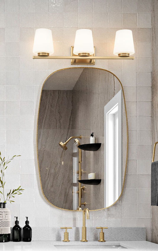 Z-Lite Nextra 24" 3-Light Modern Gold Steel Frame White Opal Glass Shade Vanity Light