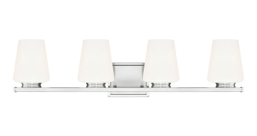 Z-Lite Nextra 32" 4-Light Brushed Nickel Steel Frame White Opal Glass Shade Vanity Light