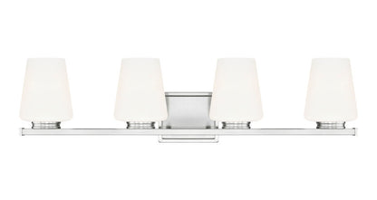 Z-Lite Nextra 32" 4-Light Brushed Nickel Steel Frame White Opal Glass Shade Vanity Light