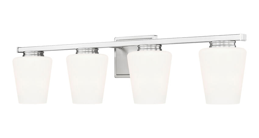 Z-Lite Nextra 32" 4-Light Brushed Nickel Steel Frame White Opal Glass Shade Vanity Light