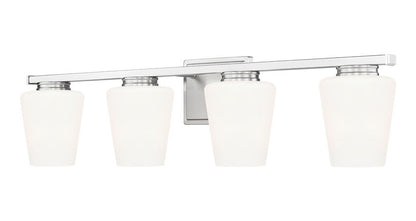 Z-Lite Nextra 32" 4-Light Brushed Nickel Steel Frame White Opal Glass Shade Vanity Light