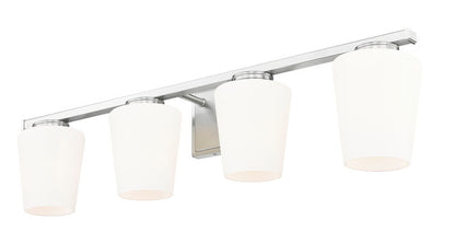 Z-Lite Nextra 32" 4-Light Brushed Nickel Steel Frame White Opal Glass Shade Vanity Light