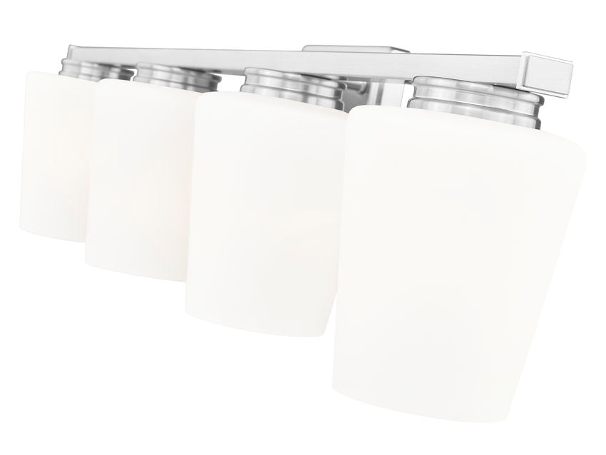 Z-Lite Nextra 32" 4-Light Brushed Nickel Steel Frame White Opal Glass Shade Vanity Light