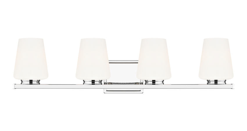 Z-Lite Nextra 32" 4-Light Chrome Steel Frame White Opal Glass Shade Vanity Light