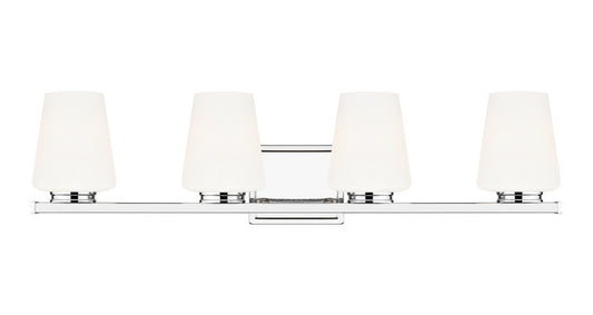 Z-Lite Nextra 32" 4-Light Chrome Steel Frame White Opal Glass Shade Vanity Light