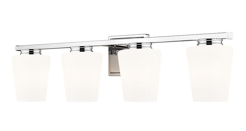 Z-Lite Nextra 32" 4-Light Chrome Steel Frame White Opal Glass Shade Vanity Light