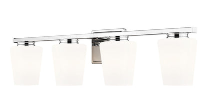 Z-Lite Nextra 32" 4-Light Chrome Steel Frame White Opal Glass Shade Vanity Light