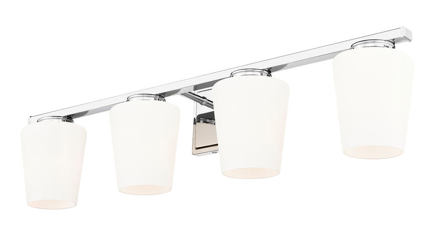 Z-Lite Nextra 32" 4-Light Chrome Steel Frame White Opal Glass Shade Vanity Light