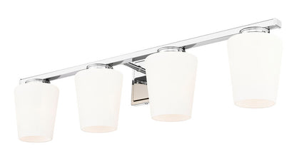 Z-Lite Nextra 32" 4-Light Chrome Steel Frame White Opal Glass Shade Vanity Light