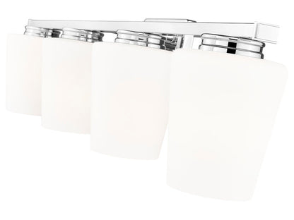 Z-Lite Nextra 32" 4-Light Chrome Steel Frame White Opal Glass Shade Vanity Light