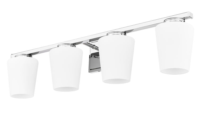 Z-Lite Nextra 32" 4-Light Chrome Steel Frame White Opal Glass Shade Vanity Light