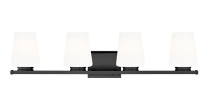 Z-Lite Nextra 32" 4-Light Matte Black Steel Frame White Opal Glass Shade Vanity Light