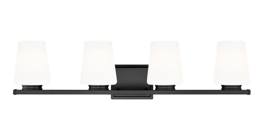 Z-Lite Nextra 32" 4-Light Matte Black Steel Frame White Opal Glass Shade Vanity Light